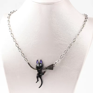 Black Cat Broom Necklace