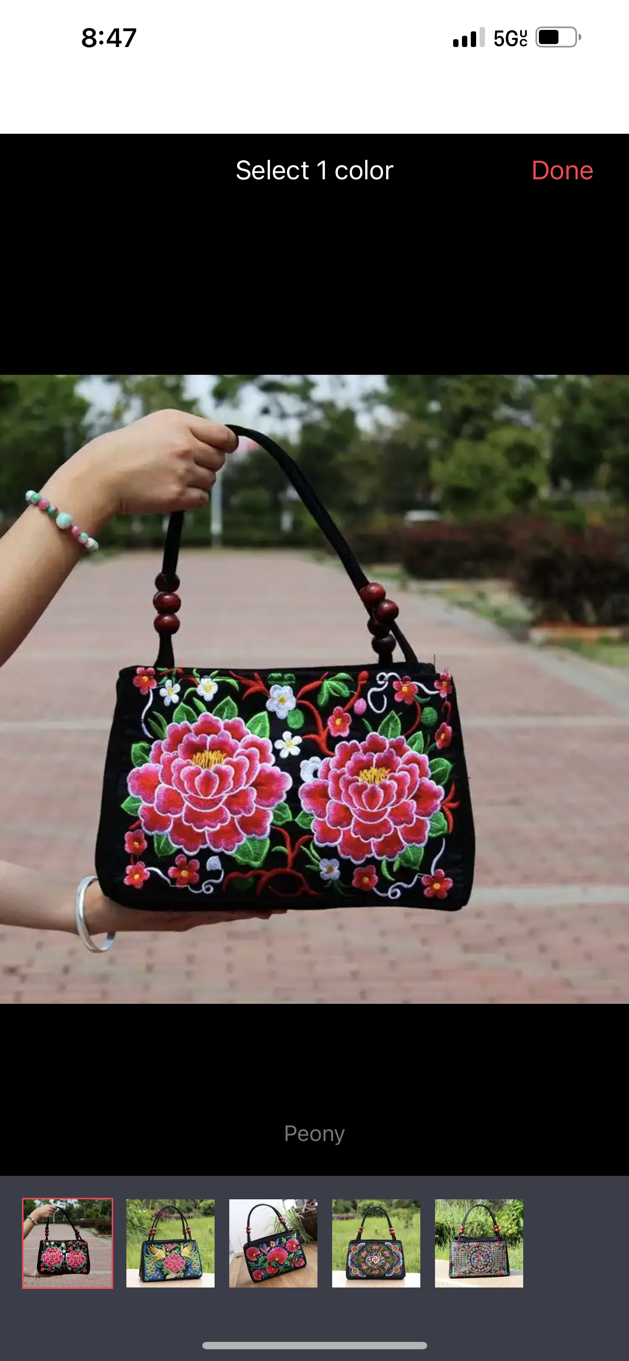 Small Evening Tote Bag: Bird and Red Flower
