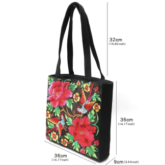 Red Flower and Bird Large Tote Bag
