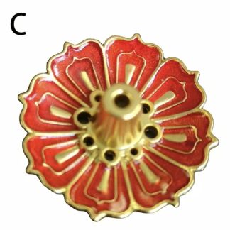 Mini Enamel Lotus Copper 9-Hole Incense Holder