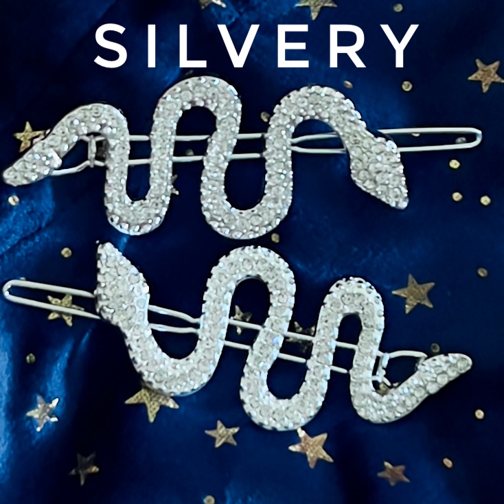 Rhinestone Snake Hair Clips - Gold & Silver - Image 2